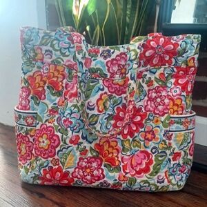 Vera Bradley "Hope Garden" pink/green/blue paisley tote bag